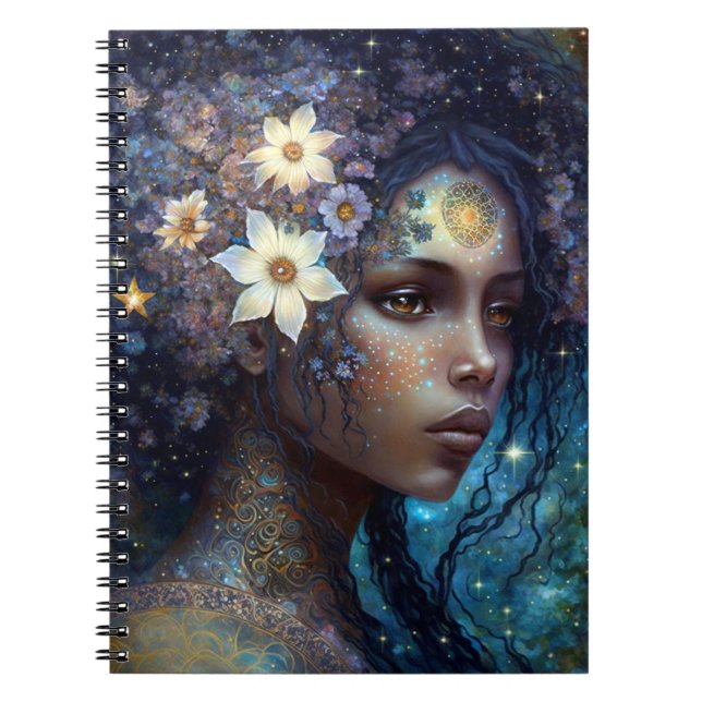 Cuaderno La diosa negra afroamericana reina arte de fantasí (Frente)