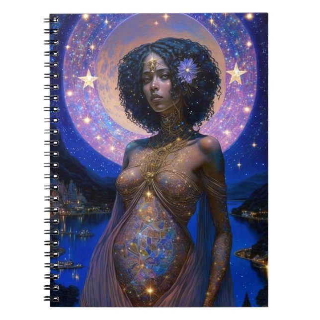 Cuaderno La diosa negra afroamericana reina arte de fantasí (Frente)