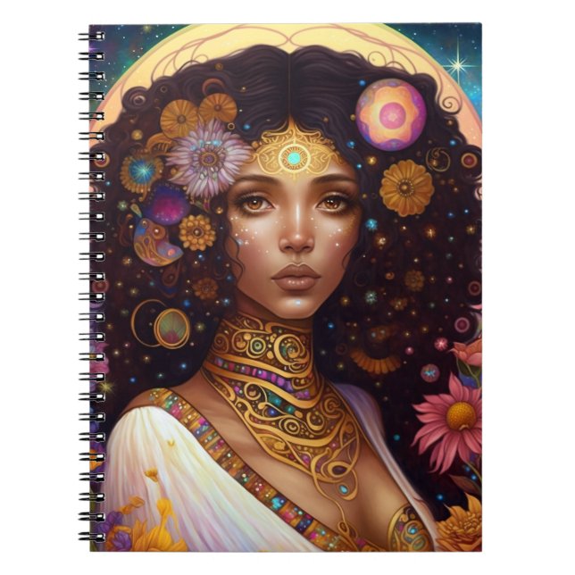 Cuaderno La diosa negra afroamericana reina arte de fantasí (Frente)