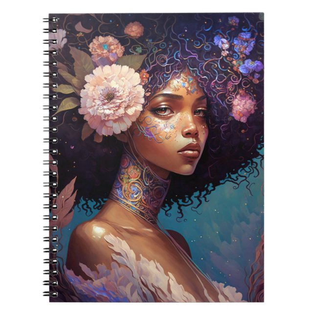 Cuaderno La diosa negra afroamericana reina arte de fantasí (Frente)