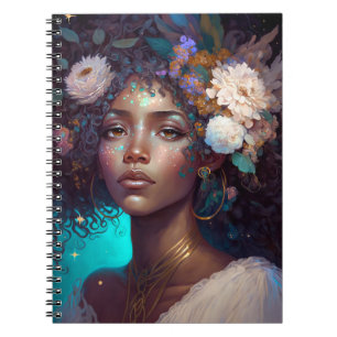 Cuaderno La diosa negra afroamericana reina arte de fantasí