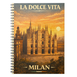 Cuaderno La Dolce Vita - Cartel de viaje vintage de Milán
