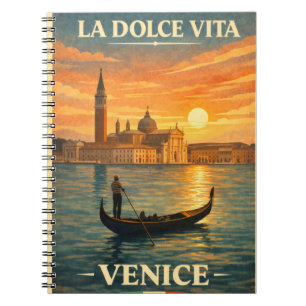 Cuaderno La Dolce Vita - Cartel de viaje vintage de Venecia