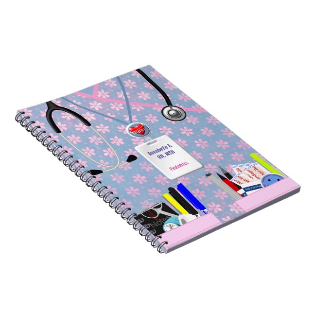 Cuaderno La enfermera personalizada embolsa rosa y la (Lado Derecho)