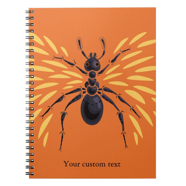 Cuaderno La entomología del Naranja de Lover Fiery Ant Art (Frente)