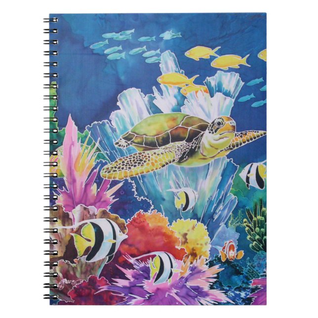 Cuaderno La escena oceánica de la tortuga marina verde (Frente)