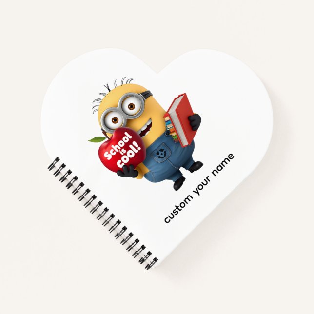 Cuaderno La Escuela es Divertida | Minion con Manzana Nombr (Anverso)