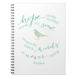 Cuaderno La esperanza es la cosa con cita de las plumas