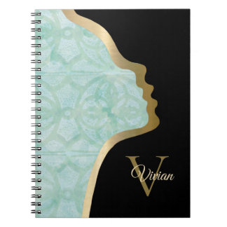 Cuaderno La espuma marina verde negro y cara de oro