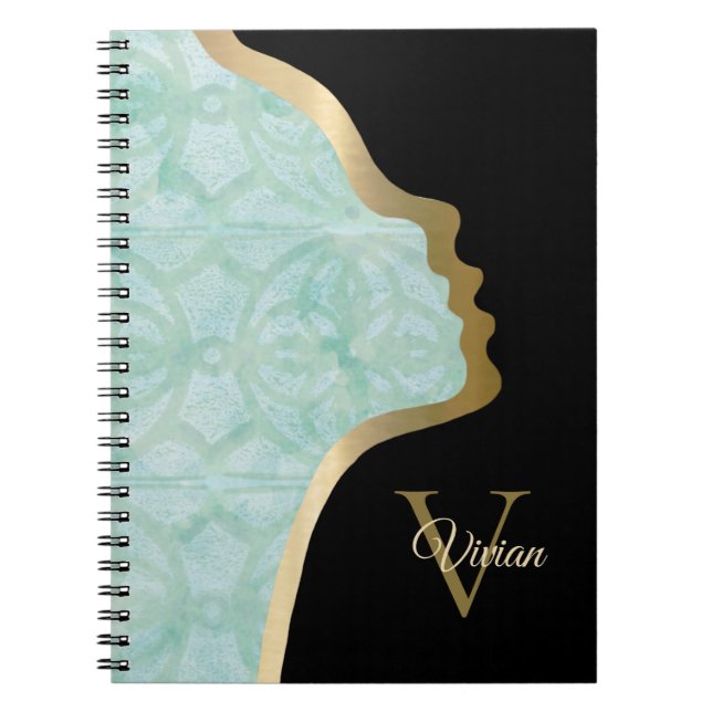 Cuaderno La espuma marina verde negro y cara de oro (Frente)
