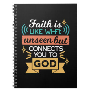 Cuaderno La fe es como WiFi Arte divertido de citas cristia