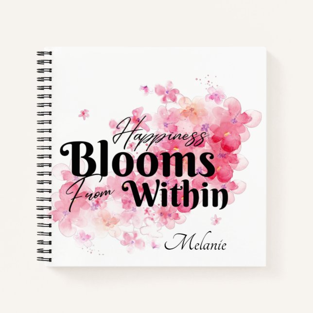 Cuaderno La felicidad florece desde dentro de la computador (Anverso)