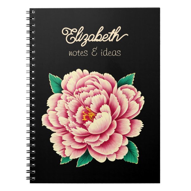 Cuaderno La flor negra rosada de la vagina Feliz Día de la  (Frente)