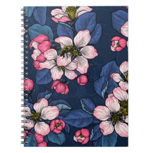 Cuaderno La floración de Apple en un azul oscuro