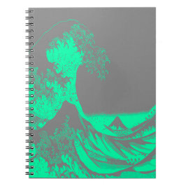 Cuaderno La gran ola de marea verde y gris