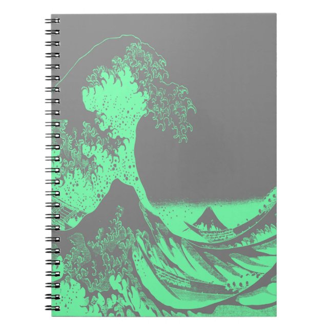 Cuaderno La gran ola de marea verde y gris (Frente)