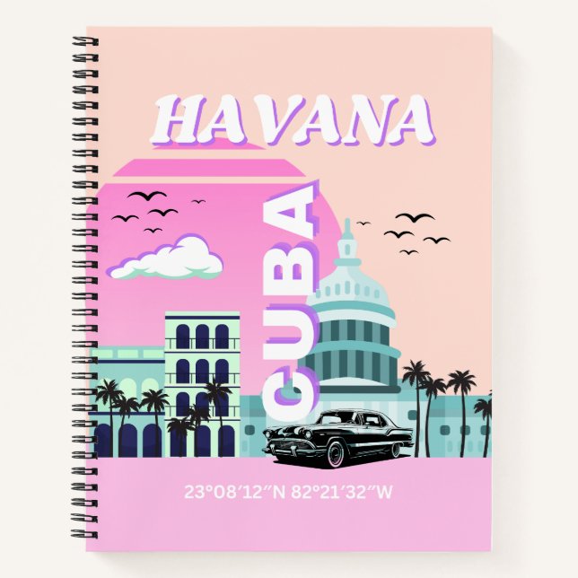 Cuaderno La Habana Cuba: arte de viajes rosado (Anverso)
