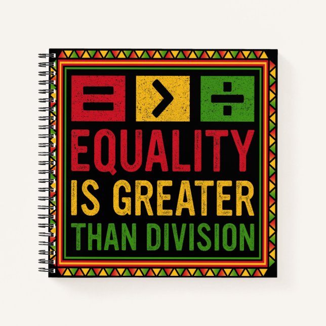 Cuaderno La Igualdad Es Mayor Que La División Math Black Hi (Anverso)