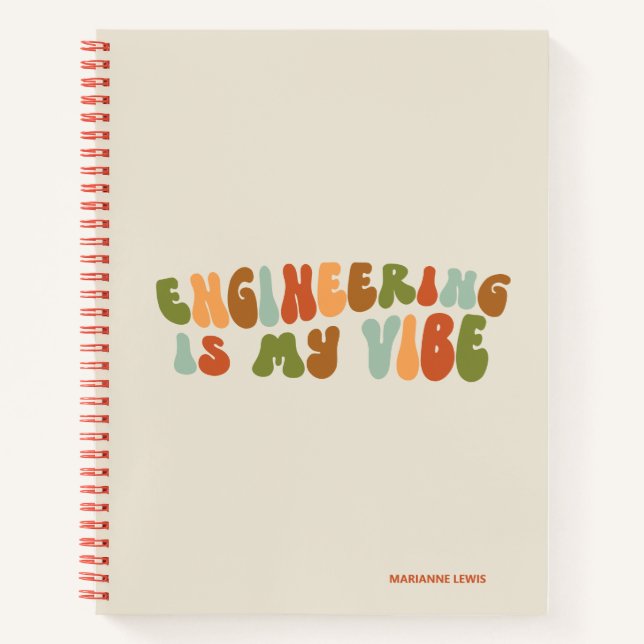 Cuaderno La Ingeniería Retro Groovy Es Mi Vibe, Ingeniero (Anverso)