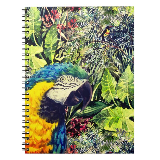 Cuaderno La jungla y el macao amarillo azul (Frente)