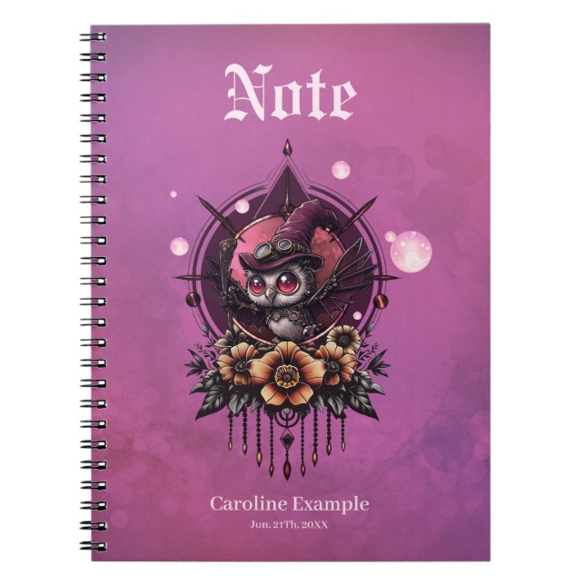 Cuaderno La lechuza Steampunk: guardiana de secretos. (Frente)