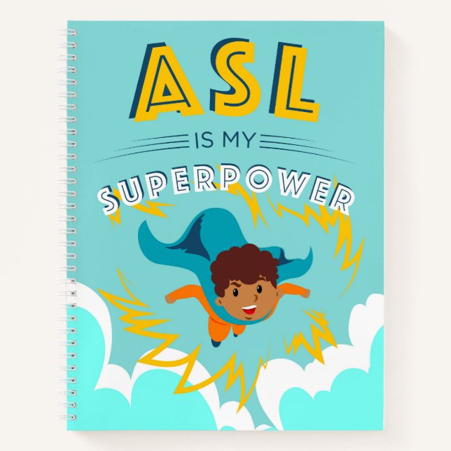 Cuaderno La lengua de señas americana es mi superpoder (Anverso)