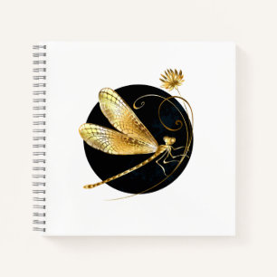 Cuaderno La libélula dorada en círculo negro