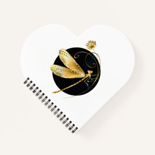 Cuaderno La libélula dorada en círculo negro