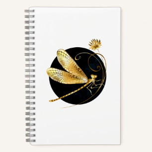 Cuaderno La libélula dorada en círculo negro