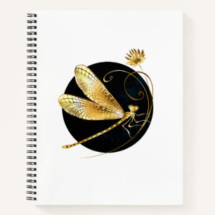 Cuaderno La libélula dorada en círculo negro