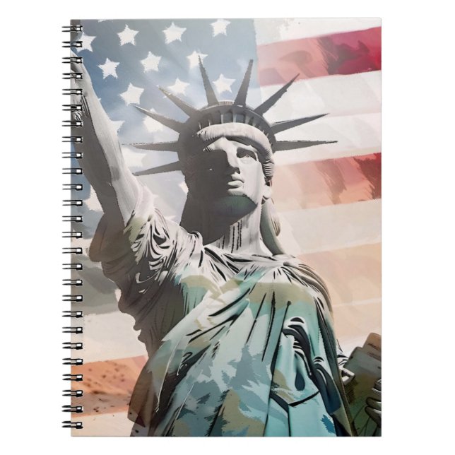 Cuaderno La libertad y la bandera estadounidense (Frente)