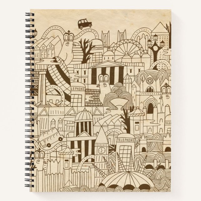 Cuaderno La mano de Londres dibujada en papel antiguo (Anverso)