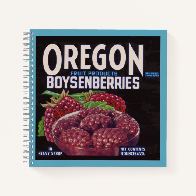 Cuaderno La marca Oregon Boysenberries de los años 40 (Anverso)