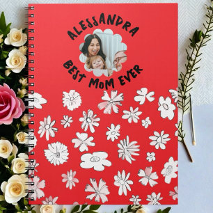 Cuaderno La mejor madre foto nunca monograma blanco floral