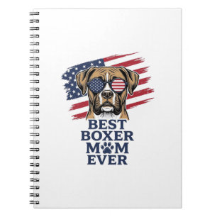 Cuaderno La Mejor Mamá Boxer Patriótica Diseño de Camiseta 