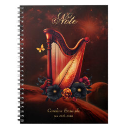 Cuaderno La melodía cósmica, la magia del arpa.
