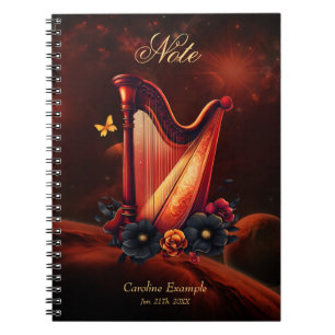 Cuaderno La melodía cósmica, la magia del arpa.