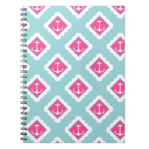 Cuaderno La menta azul, rosado, blanco ancla el modelo