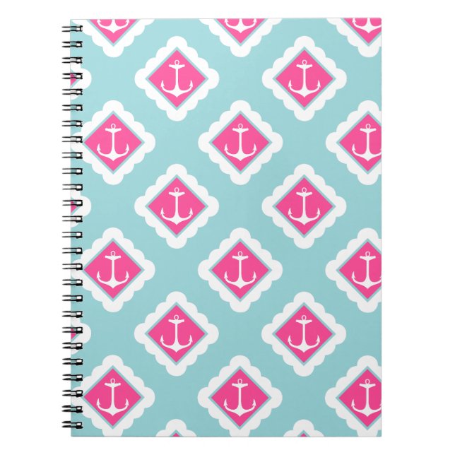 Cuaderno La menta azul, rosado, blanco ancla el modelo (Frente)