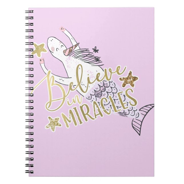 Cuaderno La moda moderna de la sirena de unicornio cree en  (Frente)