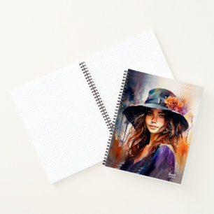 Cuaderno La mujer del sombrero: Retrato de vibrante gracia