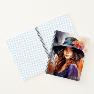 Cuaderno La mujer del sombrero: Retrato de vibrante gracia