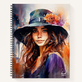 Cuaderno La mujer del sombrero: Retrato de vibrante gracia