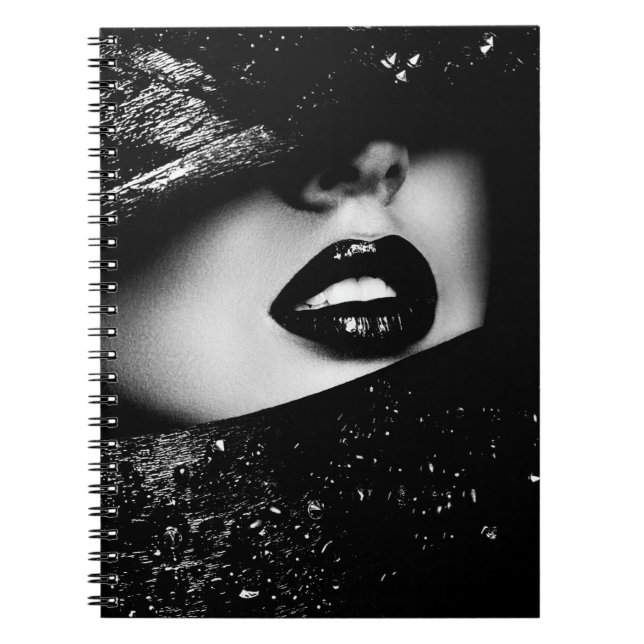 Cuaderno La mujer sensual monocroma labios en el marco negr (Frente)
