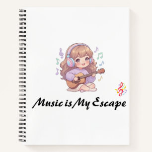 Cuaderno La Música Es Mi Escape Chica Anime Adorable Violín