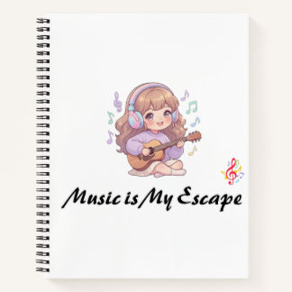 Cuaderno La Música Es Mi Escape Chica Anime Adorable Violín