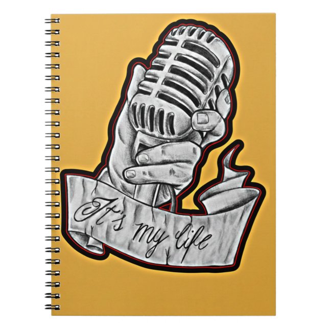 Cuaderno La Música Es Mi Vida - Micrófono Antiguo Dibujado  (Frente)