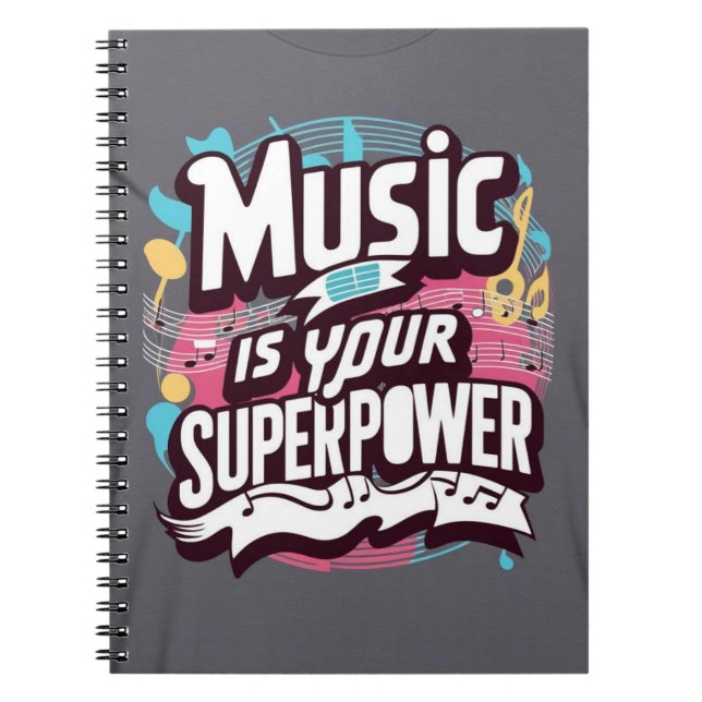 Cuaderno La música es su opción de superpoder 3 (Frente)