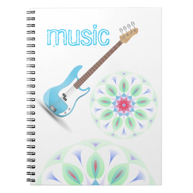 Cuaderno La música observa destino azul del modelo de zigza (Frente)