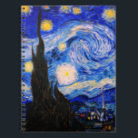 Cuaderno La noche estrellada de Vincent Van Gogh<br><div class="desc">Vincent Van Gogh La Noche Estelar. Esta es una antigua obra maestra del pintor holandés Vincent Van Gogh. Esta bonita pintura del paisaje artístico tiene un color bonito,  vibrante y saturado. Vincent Van Gogh fue un pintor impresionista de post holandés. Esta imagen es de dominio público</div>